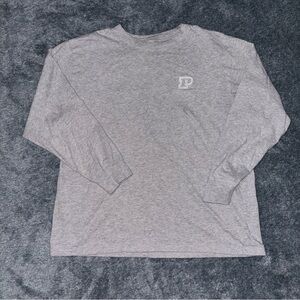 Victoria’s Secret PINK Embroidered Long Sleeve Campus Logo Tee in Gray Small